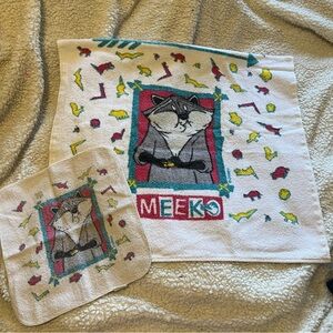 Vintage Disney Pocahontas Meeko Raccoon Towel Set 1990s Washcloth & Towel Fandom